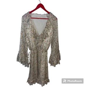 LIKE NEW Eva Mendez Flowy Floral Ruffled Dress - Sz Large